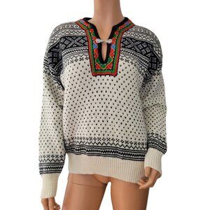 Dale Of Norway Sweater Womens Small Nordic Birdseye Fair Isle Silver Clasp